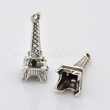 Antique Silver Tone Tibetan Style Eiffel Tower Charm Pendants for Bracelet Making X-EA9450Y-NF-1