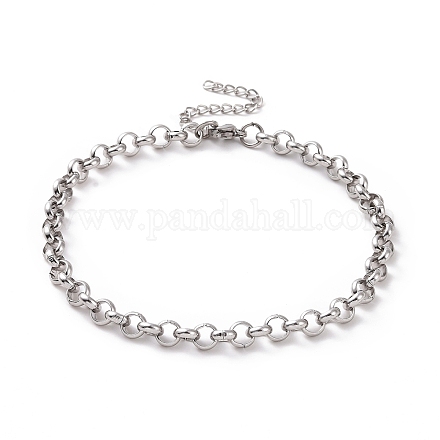 304 bracelet chaîne rolo en acier inoxydable pour homme femme BJEW-E031-06P-01-1
