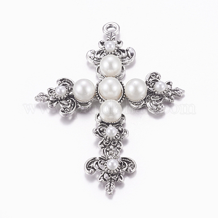 Latin Cross Antique Silver Plated Alloy Big Gothic Pendants PALLOY-J161A-01AS-1
