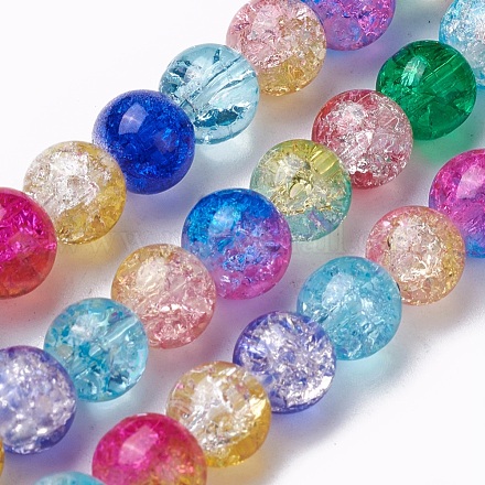 Two Tone Crackle Glass Beads Strands GLAA-F098-03C-16-1
