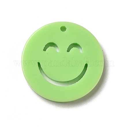 オペークアクリルパーツ  笑顔とフラットラウンド  淡緑色  19.5x2mm  穴：1.4mm OACR-B008-A04-1
