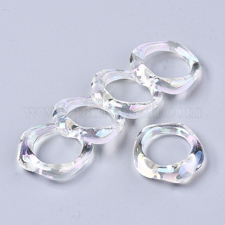 透明樹脂指輪  ABカラーメッキ  クリアAB  usサイズ6 3/4(17.1mm) X-RJEW-T013-001-E02-1
