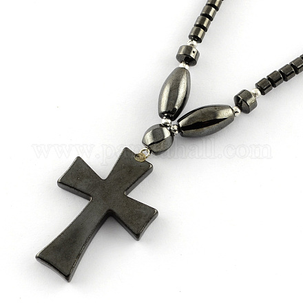 Trendy Cross Pendant Necklaces NJEW-R156-15-1