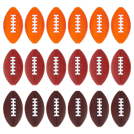 DICOSMETIC 18Pcs 3 Colors Sport Beads 2mm Assortment Silicone Beads Oval Shape Spacer Beads Brown/Coconut Brown/Orange Red Rugby Beads for DIY Necklace Earring Bracelets Jewelry Making SIL-DC0001-08-1