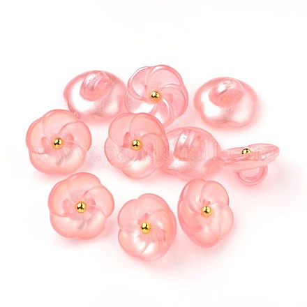 Acryliques boutons de fleur de prune 1 trous X-BUTT-E105-01-1