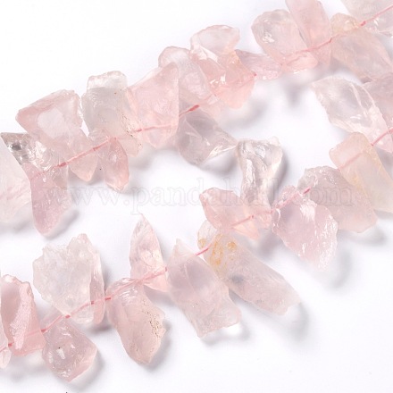 Brins bruts de perles de quartz rose naturel brut G-G010-02-1