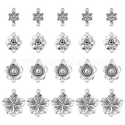 20 pièces 4 styles breloques de connecteur en alliage de zinc de style tibétain FIND-YW0003-08-1