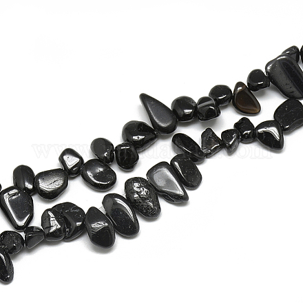 Chapelets de perles en pierre noire naturelle G-S316-01-1