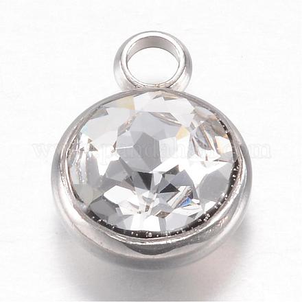 304 charms de rhinestone de cristal de acero inoxidable STAS-G082-09-1