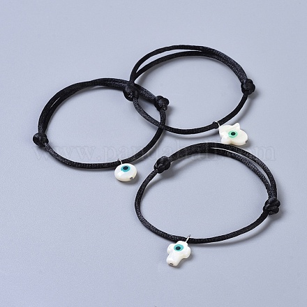 Conjuntos de pulseras de cordón de nylon ajustables BJEW-JB04364-01-1