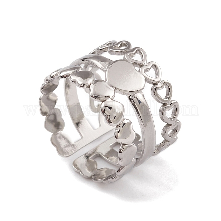 304 anillo de puño abierto de acero inoxidable con envoltura de corazón para mujer RJEW-G285-53P-1