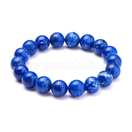 Natural Lapis Lazuli Round Beads Stretch Bracelets BJEW-N301-10mm-02-1