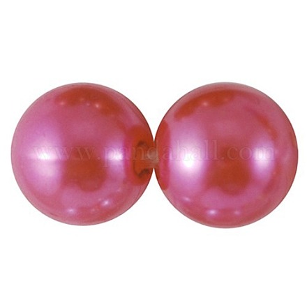 Hot Pink Round Imitation Pearl Acrylic Beads X-PACR-30D-55-1
