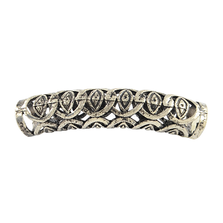 Tibetan Style Alloy Hollow Curved Tube Beads TIBEB-Q062-09AS-LF-1
