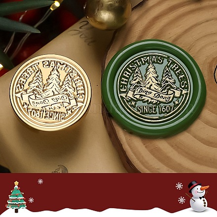 Cabeza de sello de latón con sello de cera con tema navideño TOOL-R125-05C-1