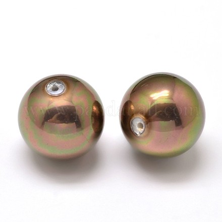 Half Drilled Round Shell Pearl Beads BSHE-M002-8mm-03-1