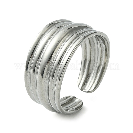 304 anello per polsino aperto scanalato in acciaio inossidabile RJEW-L110-007P-1