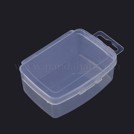 プラスチックビーズ収納ケース  長方形  透明  10.5x7x3.5cm CON-R006-08-1