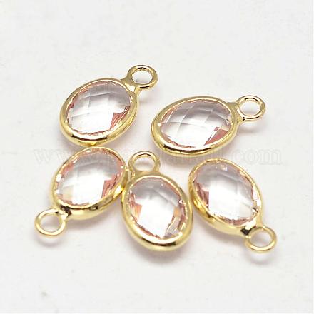 Ovales charms de cristal de bronce de oro de tono facetas GLAA-O015-02G-1