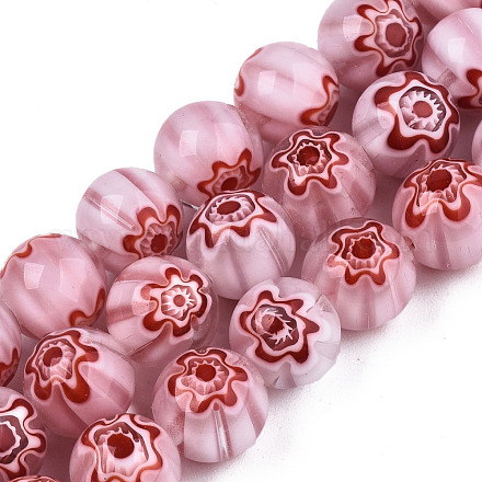 Chapelets de perles en verre de millefiori manuelles X-LK-T001-10A-1