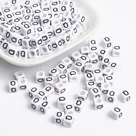 Perles de lettre de trou horizontal acrylique PL37C9308-Q-1