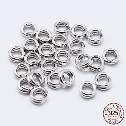 Rhodium Plated 925 Sterling Silver Split Jump Rings STER-F036-01P-0.6x5mm-1