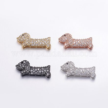 Pendenti cucciolo in zirconi cubici di micro pavè di ottone ZIRC-G125-35-1