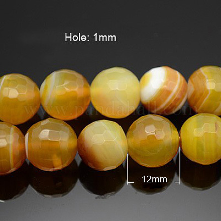 Natural Striped Agate/Banded Agate Beads Strands G-S041-12mm-1-1