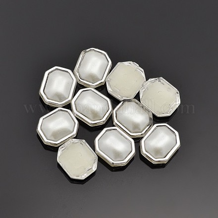 Sew on Taiwan Acrylic Imitation Pearl Silver Plated SA62-10x14-ACS-J2-1