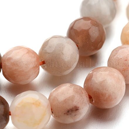 Faceted Round Natural Multi-Moonstone Bead Strands G-L432-03-6mm-1