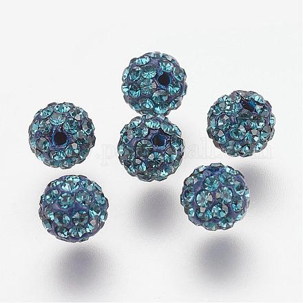 Demi-percé cristal tchèque strass pavé de perles de boule disco RB-A059-H6mm-PP8-207-1