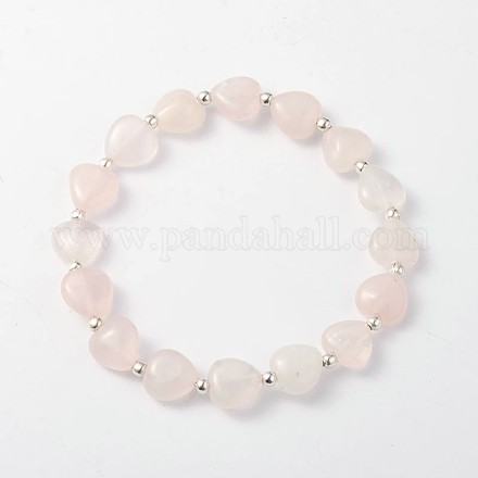 Coeur rose bracelets élastiques de quartz BJEW-JB02066-03-1