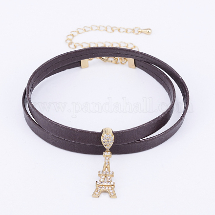PU Leather Cord Choker Necklaces NJEW-H477-19G-1