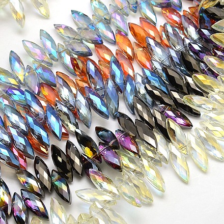 Electroplate Crystal Glass Horse Eye Beads Strands EGLA-F069-M-1