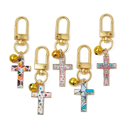 Décorations de pendentifs en émail en alliage de croix HJEW-JM01074-1