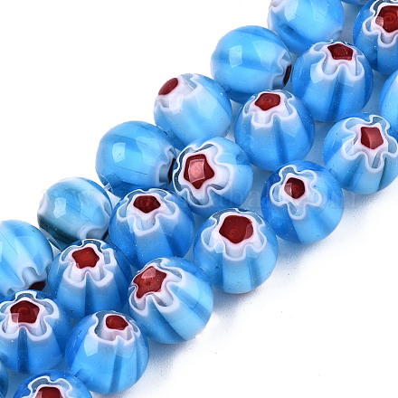 Chapelets de perles en verre de millefiori manuelles LK-T001-10G-1