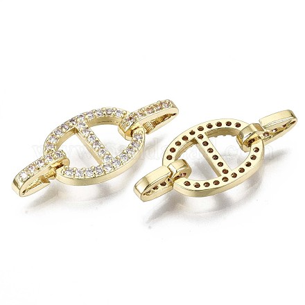 Real 16K Gold Plated Brass Micro Pave Cubic Zirconia Links Connectors KK-S061-89F-G-NR-1