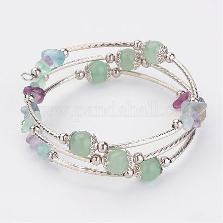 Three Loops Wrap Natural Mixed Stone Beads Bracelets BJEW-JB02922-03-1