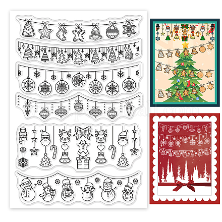 GLOBLELAND Christmas Lace Clear Stamps Christmas Tree Socks Snowman Snowflake Lace Silicone Clear Stamp Seals for Cards Making DIY Scrapbooking Photo Journal Album Decoration DIY-WH0167-56-1046-1