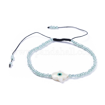 Bracciali di perline intrecciati con filo di nylon regolabile BJEW-JB04370-02-1