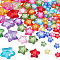 100Pcs Transparent Acrylic Beads, Star, Mixed Color, 12~26.5x11~28x.5x8~13mm, Hole: 2~3mm, 100pcs/set