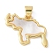Brass Pendants, Cattle, with Shell, Lead Free & Cadmium Free, Long-Lasting Plated, Real 18K Gold Plated, 15x24x2mm, Hole: 4.5x3.5mm