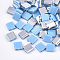 Electroplate Opaque Glass Seed Beads, 2-Hole, Rectangle, Silver Plated, Light Sky Blue, 5x4.5~5.5x2~2.5mm, Hole: 0.5~0.8mm