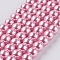Eco-Friendly Dyed  Glass Pearl Round Bead Strands, Cotton Cord Threaded, Pearl Pink, 8mm, Hole: 0.7mm