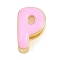 Brass Enamel Beads, Cadmium Free & Lead Free, Rack Plating, Long-Lasting Plated, Real 18K Gold Plated, Letter P, 14x9x7mm, Hole: 3x11mm