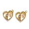 Brass Micro Pave Cubic Zirconia Pendants, Long-Lasting Plated, with Jump Rings, Heart & Bird, Golden, 23x20x4.5mm, Hole: 3mm