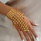 Elegant Zinc Alloy Hollow Out Finger Ring Bracelets for Women, with Bell Pendant, Golden, 7-7/8 inch(20cm), Inner Diameter: 5-1/8 inch(13cm)