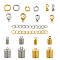 Kit, Brass Cord Ends, Brass Jump Rings, Eco-Friendly Brass Lobster Claw Clasps and Alloy End Piece, Mixed Color, 16.5x10.8x3cm