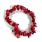 Synthetic Coral Stretch Bracelets, Chip, Inner Diameter: 2-1/8~2-3/8 inch(5.5~6cm)
