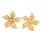 304 Stainless Steel Ear Studs, Flower, Golden, 30x31mm